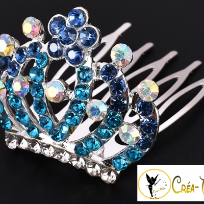 Broche couronne bleu 1