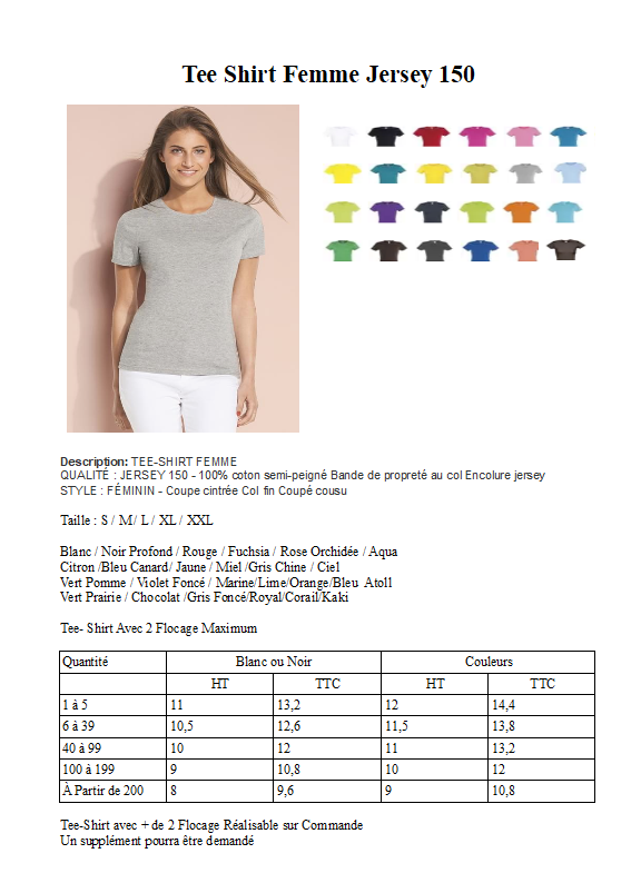 Tee shirt femme jersey